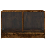 Coffee Table with Glass Doors Smoked Oak 68x50x42 cm - Bargainia.com - 