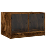 Coffee Table with Glass Doors Smoked Oak 68x50x42 cm - Bargainia.com - 