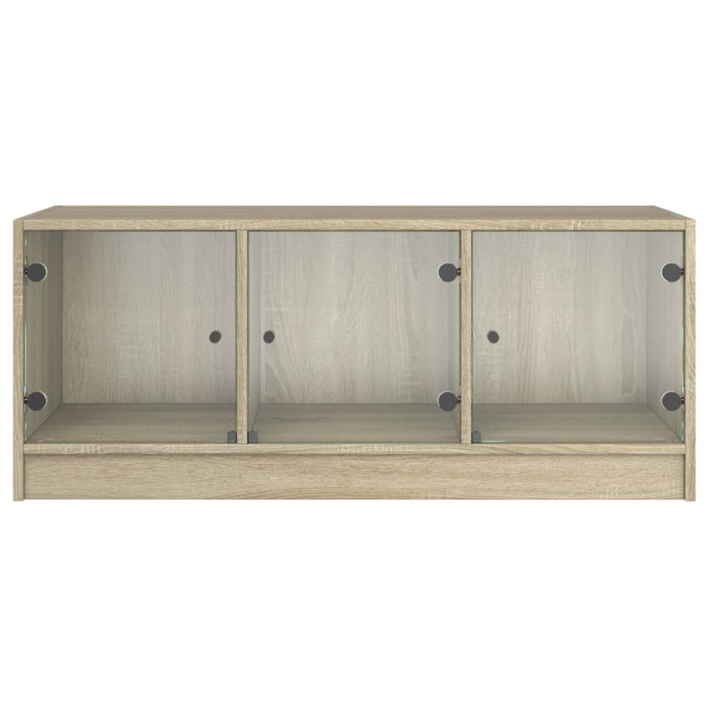 Coffee Table with Glass Doors Sonoma Oak 102x50x42 cm - Bargainia.com - 