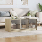 Coffee Table with Glass Doors Sonoma Oak 102x50x42 cm - Bargainia.com - 