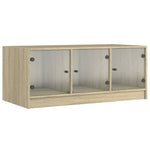 Coffee Table with Glass Doors Sonoma Oak 102x50x42 cm - Bargainia.com - 