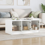 Coffee Table with Glass Doors White 102x50x42 cm - Bargainia.com - 