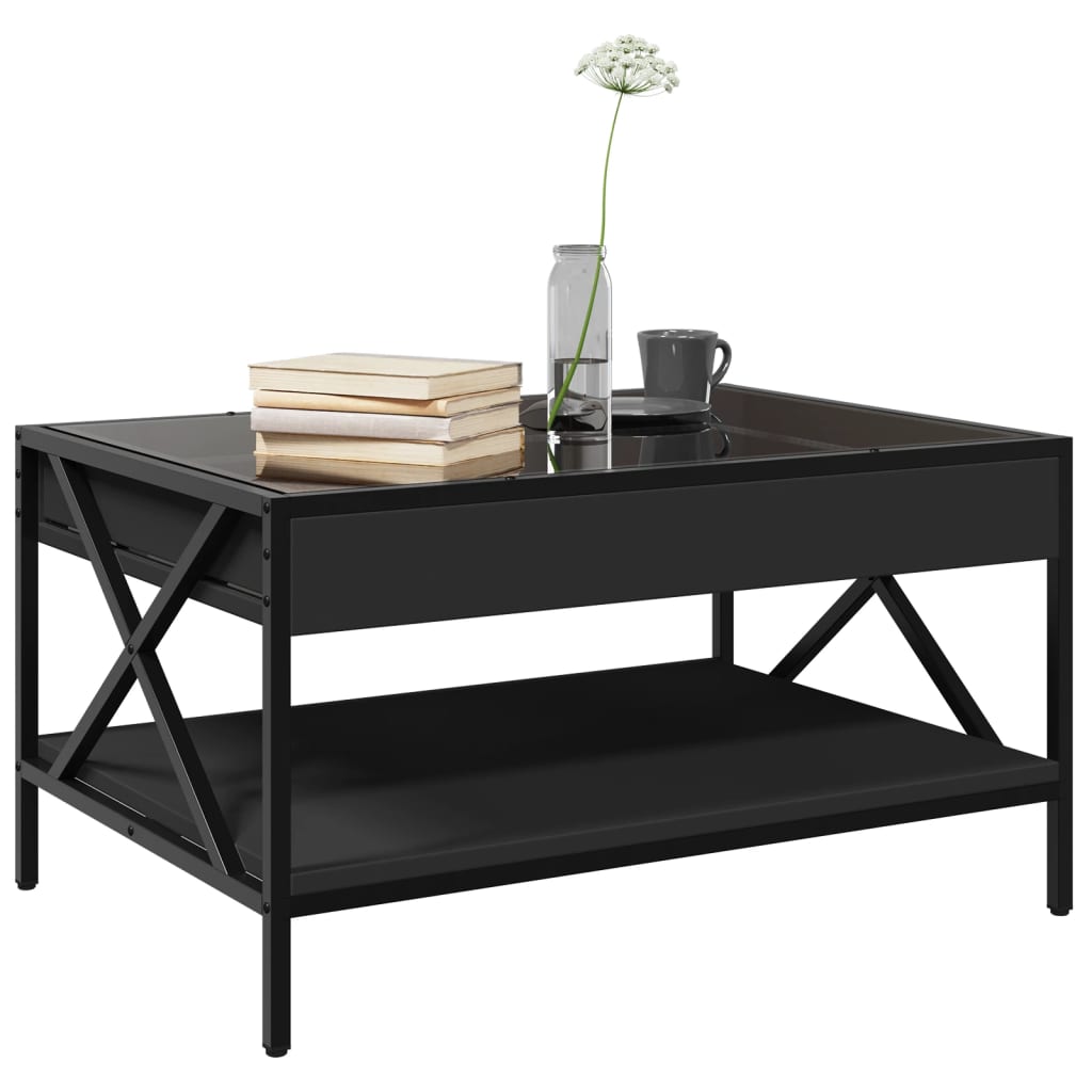 Coffee Table with Infinity LED Black 70x50x38 cm - Bargainia.com - 