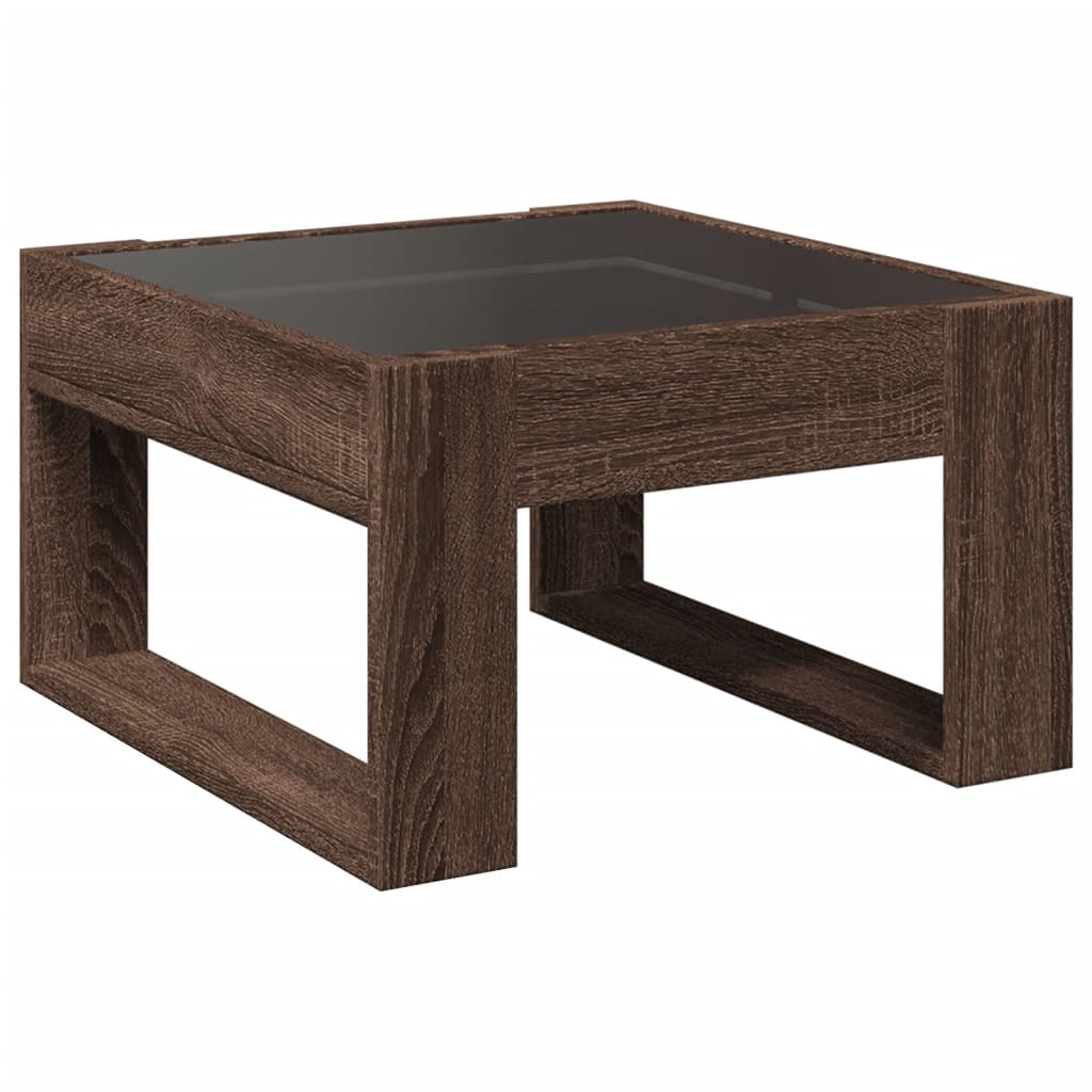 Coffee Table with Infinity LED Brown Oak 50x53x30 cm - Bargainia.com - 