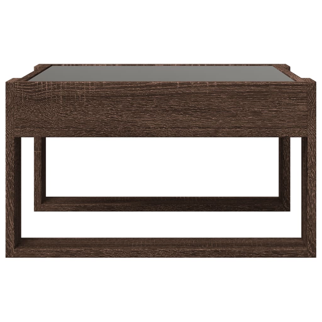 Coffee Table with Infinity LED Brown Oak 50x53x30 cm - Bargainia.com - 