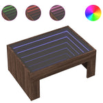 Coffee Table with Infinity LED Brown Oak 70x50x30 cm - Bargainia.com - 