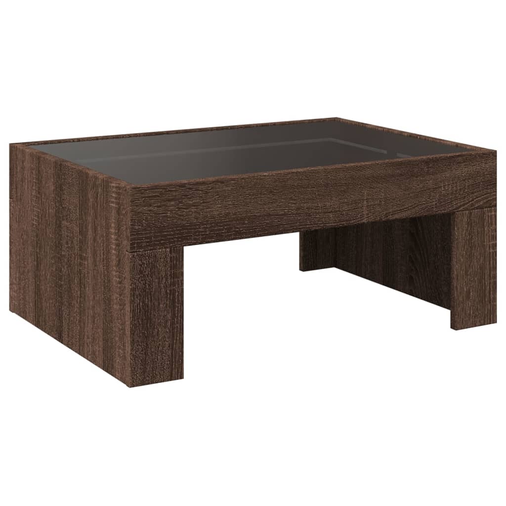 Coffee Table with Infinity LED Brown Oak 70x50x30 cm - Bargainia.com - 