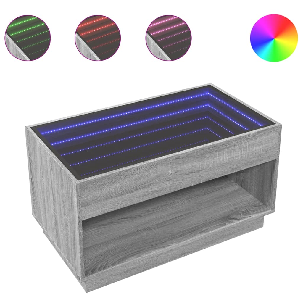 Coffee Table with Infinity LED Grey Sonoma 90x50x50 cm - Bargainia.com - 8721102678479 - 847670