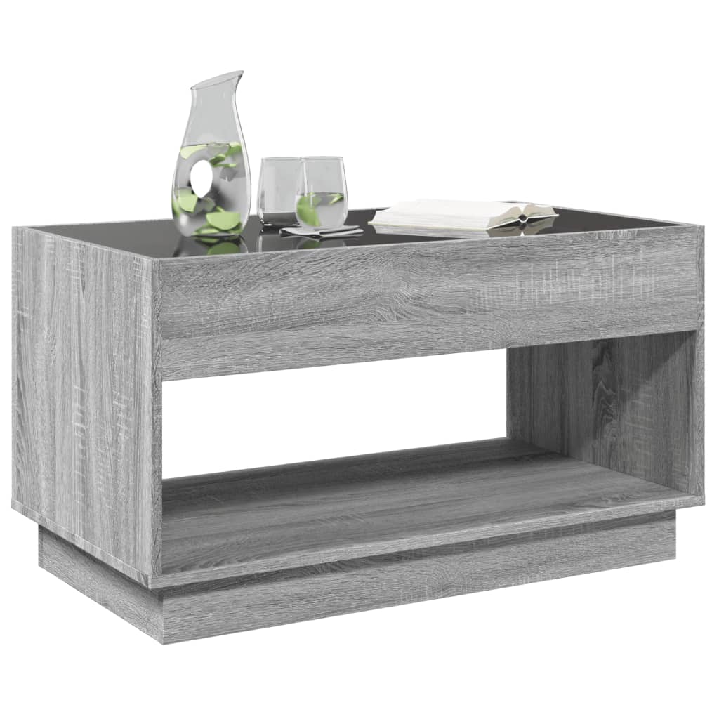 Coffee Table with Infinity LED Grey Sonoma 90x50x50 cm - Bargainia.com - 