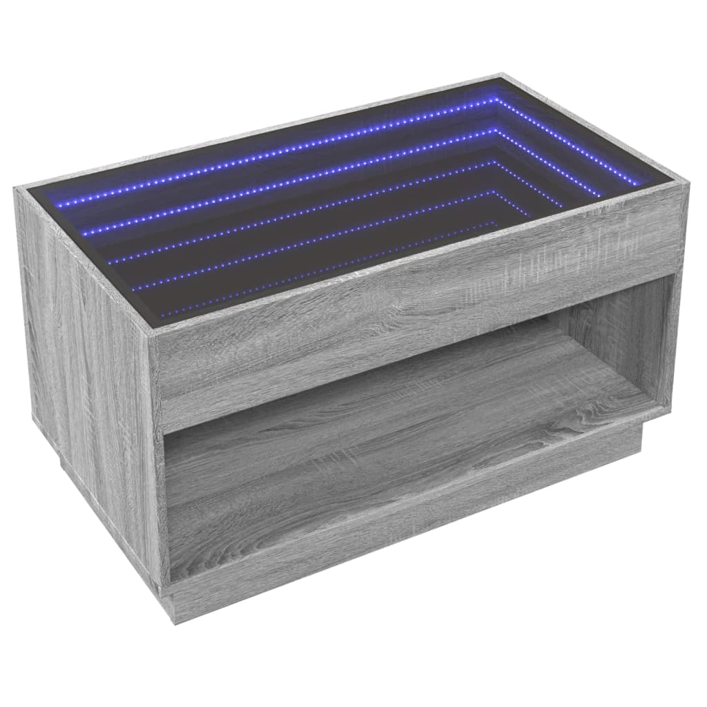 Coffee Table with Infinity LED Grey Sonoma 90x50x50 cm - Bargainia.com - 