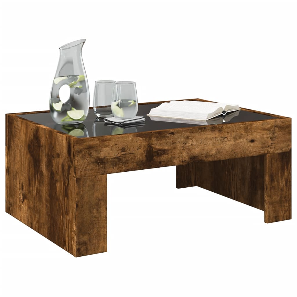 Coffee Table with Infinity LED Smoked Oak 70x50x30 cm - Bargainia.com - 