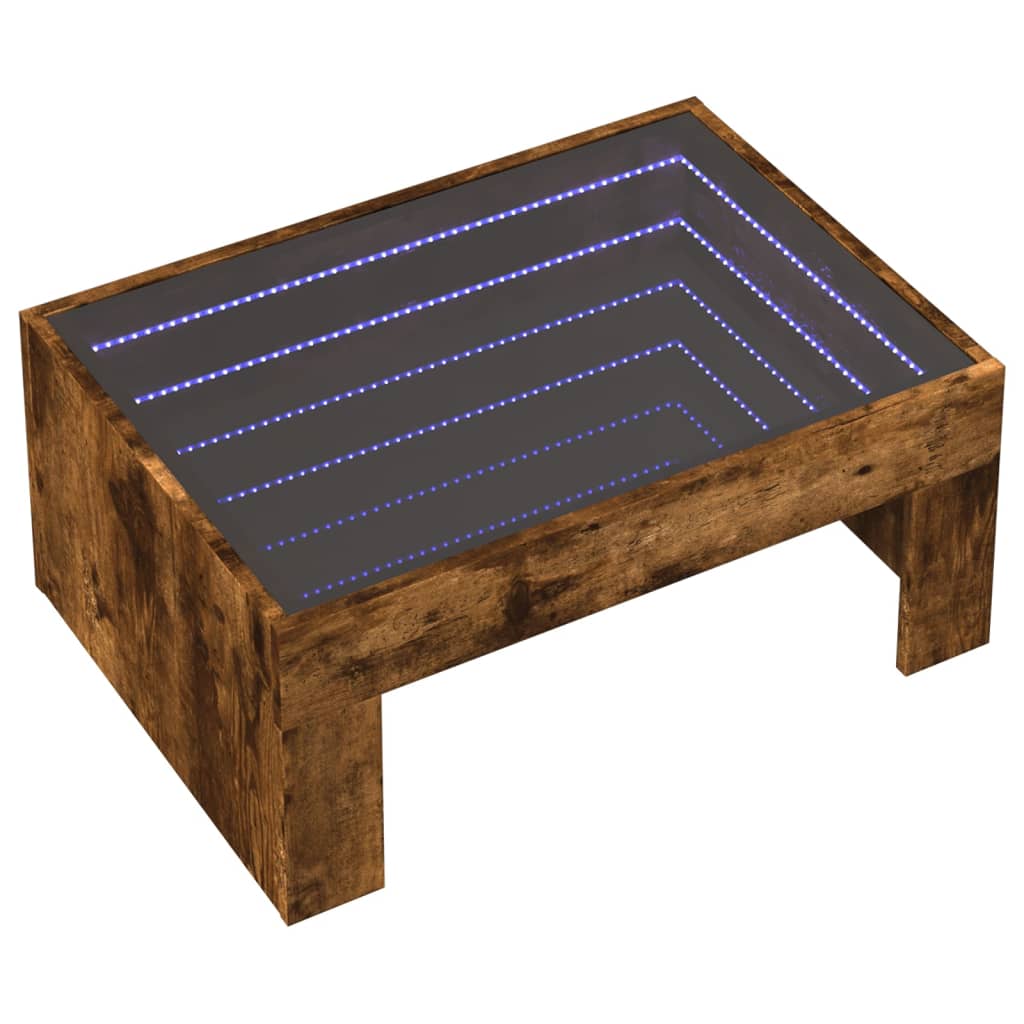 Coffee Table with Infinity LED Smoked Oak 70x50x30 cm - Bargainia.com - 