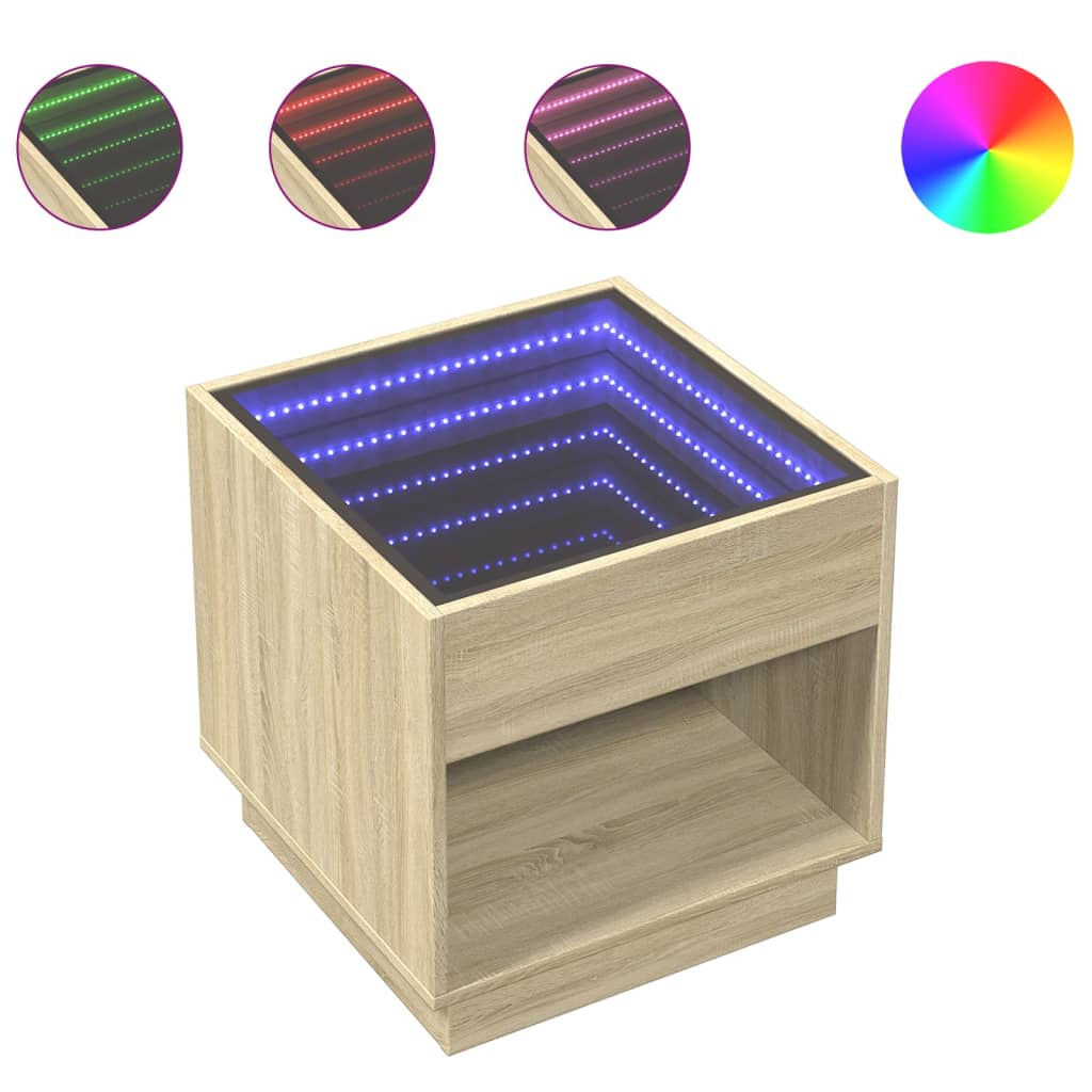 Coffee Table with Infinity LED Sonoma Oak 50x50x50 cm - Bargainia.com - 8721102678301 - 847653