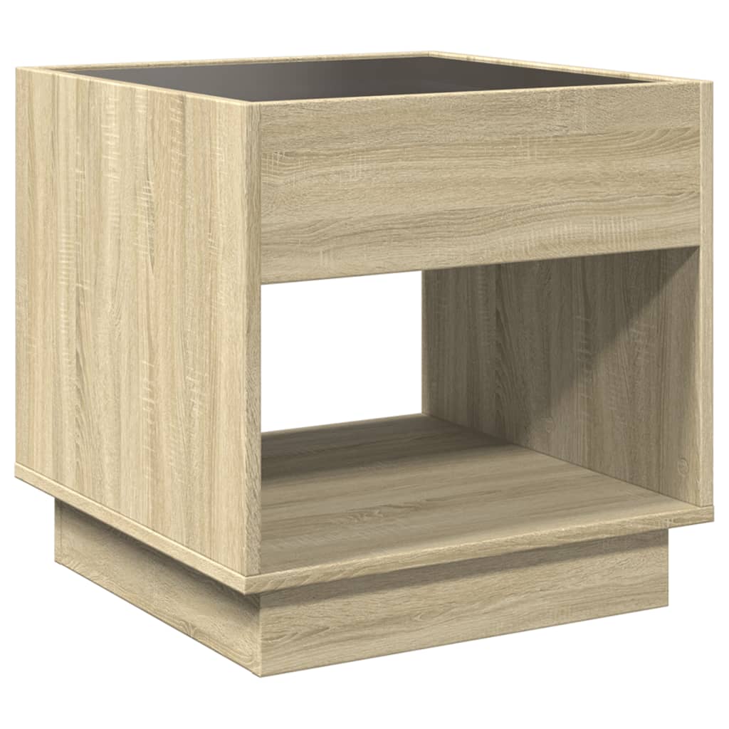 Coffee Table with Infinity LED Sonoma Oak 50x50x50 cm - Bargainia.com - 
