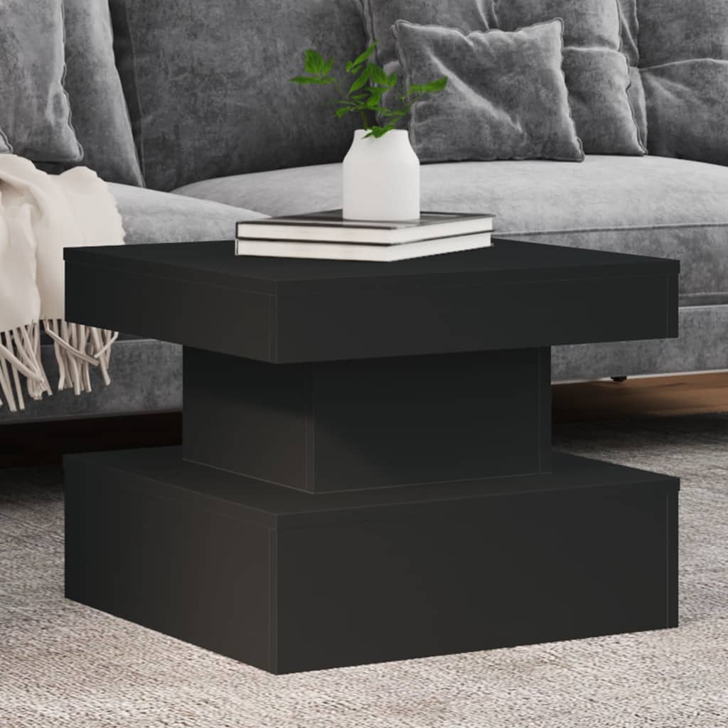 Coffee Table with LED Lights Black 50x50x40 cm - Bargainia.com - 