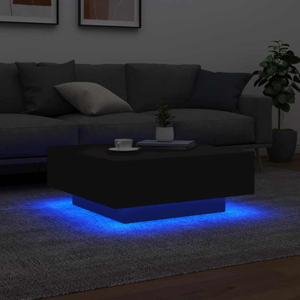 Coffee Table with LED Lights Black 80x80x31 cm - Bargainia.com - 8721012251731 - 836589