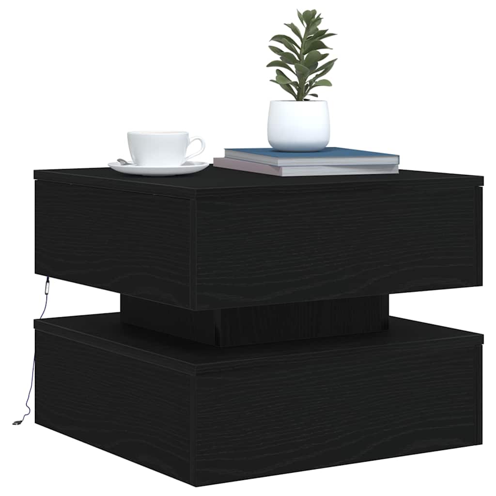 Coffee Table with LED Lights Black Oak 50x50x40 cm - Bargainia.com - 8721158725646 - 862257