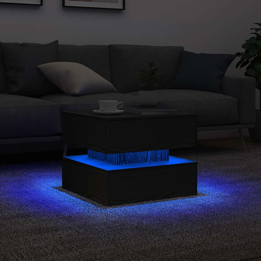Coffee Table with LED Lights Black Oak 50x50x40 cm - Bargainia.com - 8721158725646 - 862257