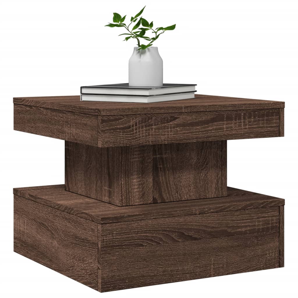 Coffee Table with LED Lights Brown Oak 50x50x40 cm - Bargainia.com - 8721012466159 - 839846