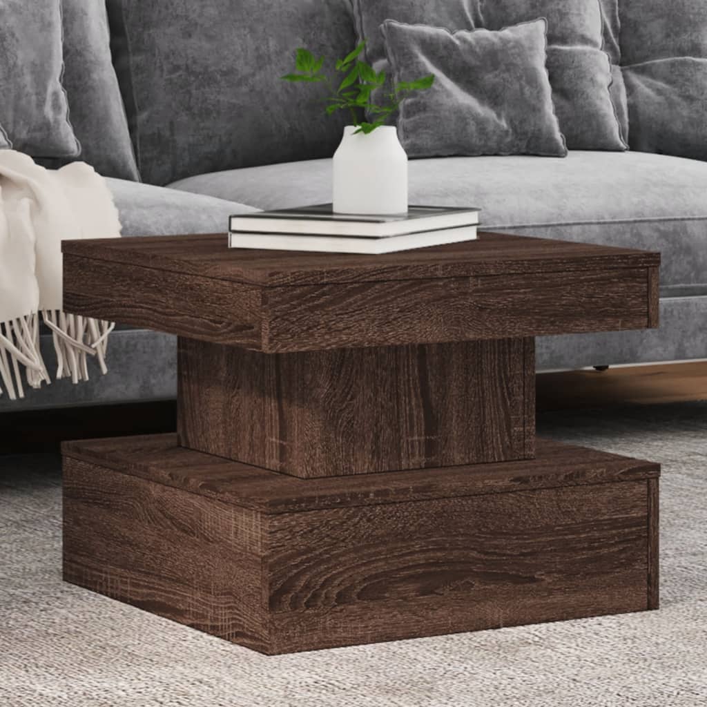 Coffee Table with LED Lights Brown Oak 50x50x40 cm - Bargainia.com - 8721012466159 - 839846