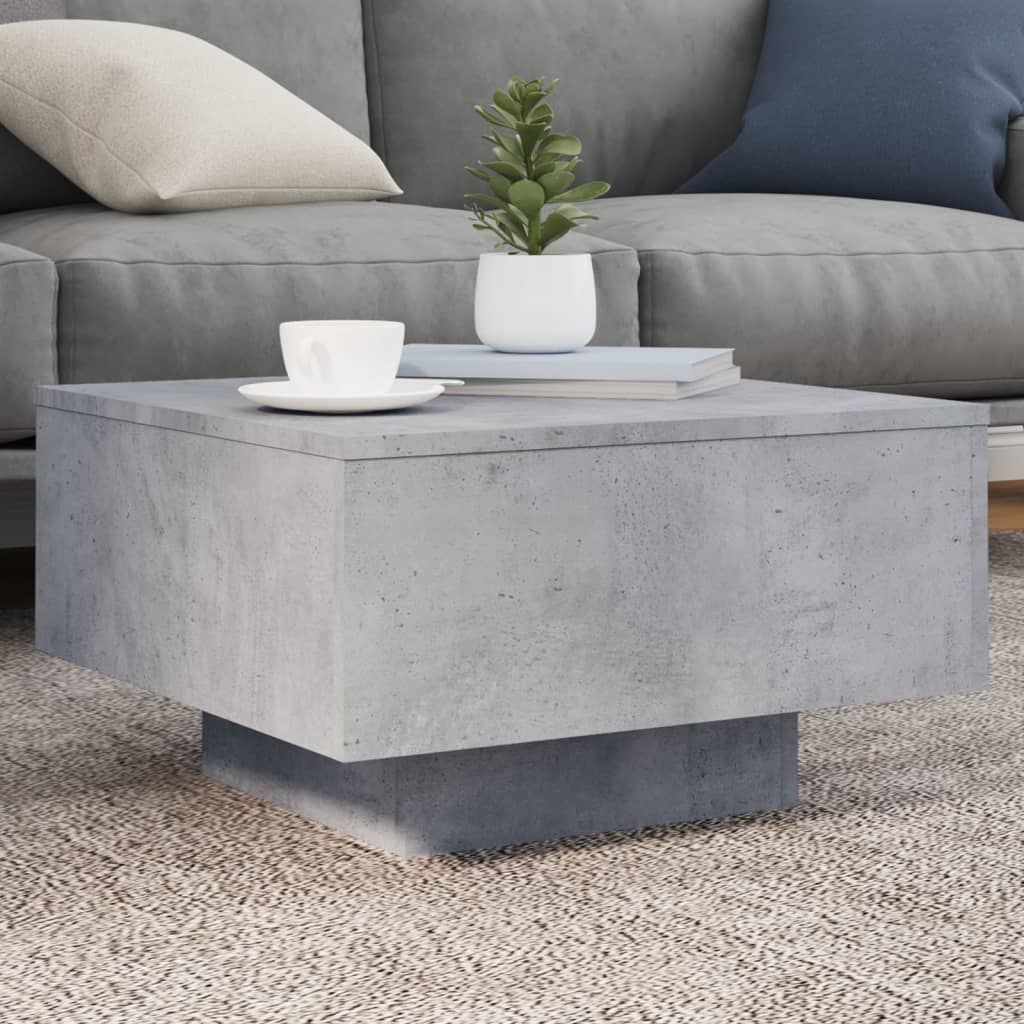 Coffee Table with LED Lights Concrete Grey 55x55x31 cm - Bargainia.com - 