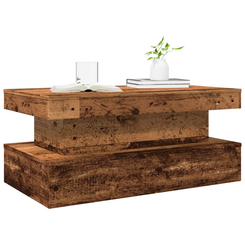 Coffee Table with LED Lights Old Wood 90x50x40 cm - Bargainia.com - 8721158447012 - 857714