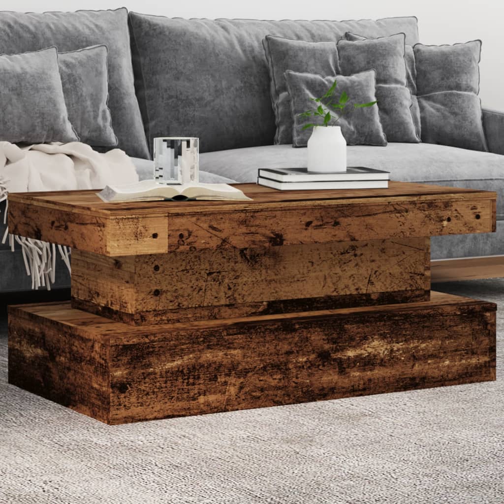 Coffee Table with LED Lights Old Wood 90x50x40 cm - Bargainia.com - 8721158447012 - 857714
