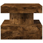 Coffee Table with LED Lights Smoked Oak 50x50x40 cm - Bargainia.com - 
