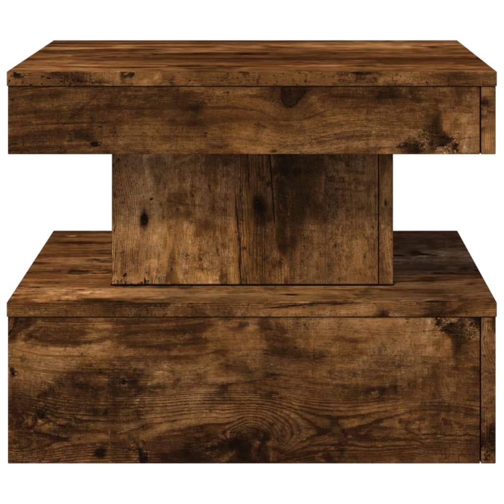 Coffee Table with LED Lights Smoked Oak 50x50x40 cm - Bargainia.com - 