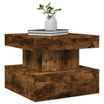 Coffee Table with LED Lights Smoked Oak 50x50x40 cm - Bargainia.com - 