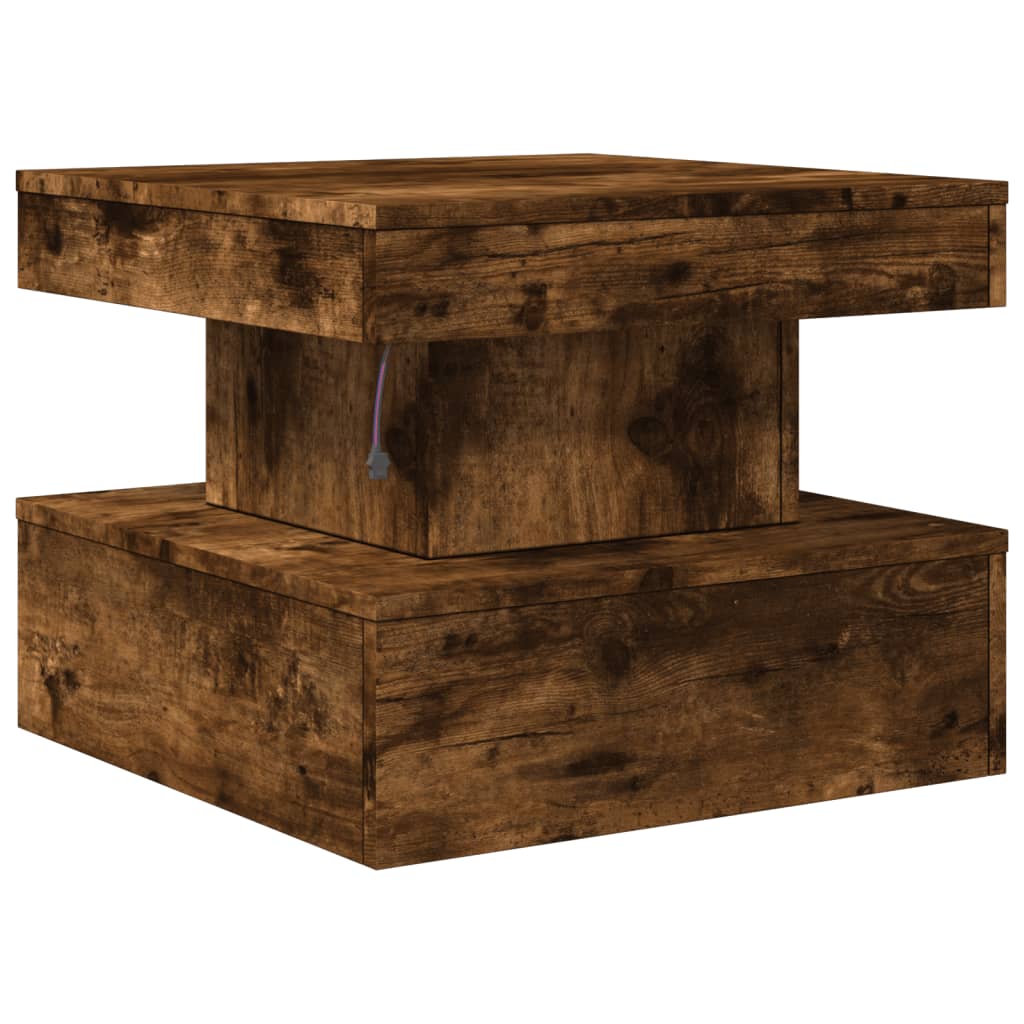 Coffee Table with LED Lights Smoked Oak 50x50x40 cm - Bargainia.com - 