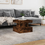 Coffee Table with LED Lights Smoked Oak 50x50x40 cm - Bargainia.com - 