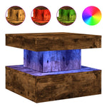 Coffee Table with LED Lights Smoked Oak 50x50x40 cm - Bargainia.com - 