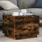 Coffee Table with LED Lights Smoked Oak 50x50x40 cm - Bargainia.com - 