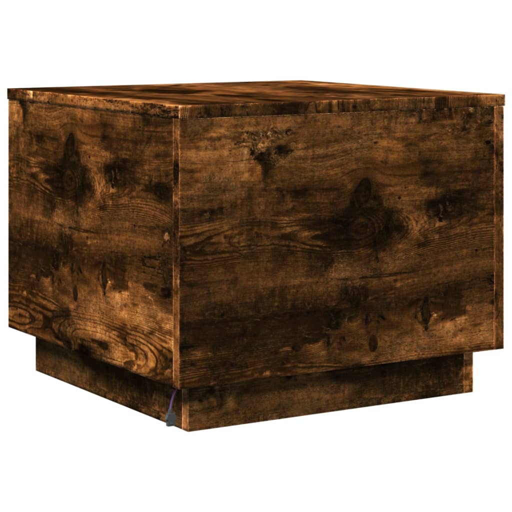Coffee Table with LED Lights Smoked Oak 50x50x40 cm - Bargainia.com - 