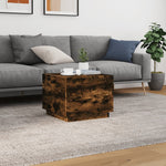 Coffee Table with LED Lights Smoked Oak 50x50x40 cm - Bargainia.com - 