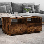Coffee Table with LED Lights Smoked Oak 90x49x40 cm - Bargainia.com - 
