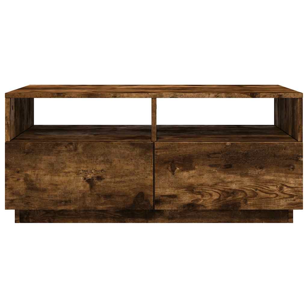 Coffee Table with LED Lights Smoked Oak 90x49x40 cm - Bargainia.com - 