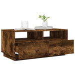 Coffee Table with LED Lights Smoked Oak 90x49x40 cm - Bargainia.com - 