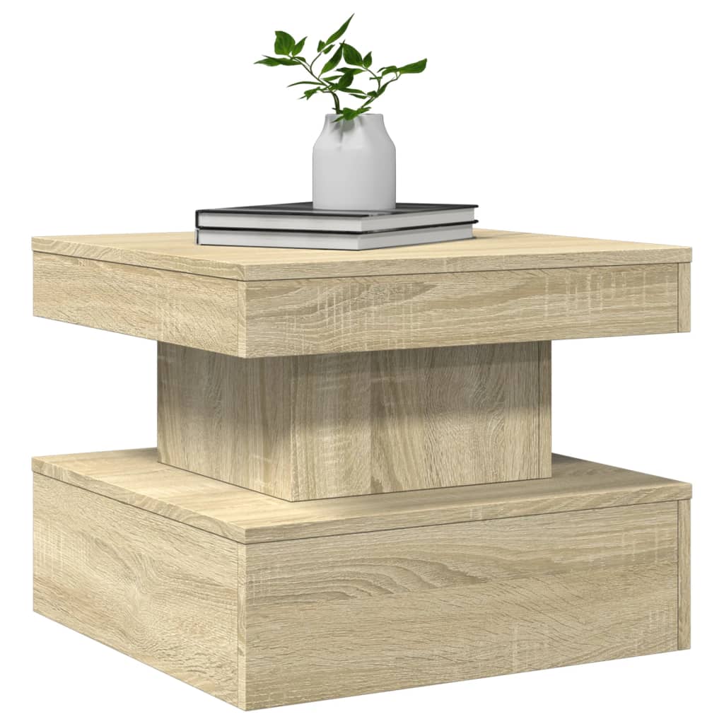 Coffee Table with LED Lights Sonoma Oak 50x50x40 cm - Bargainia.com - 