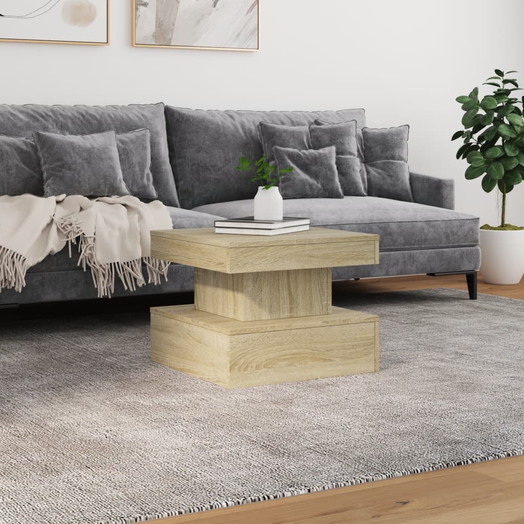 Coffee Table with LED Lights Sonoma Oak 50x50x40 cm - Bargainia.com - 