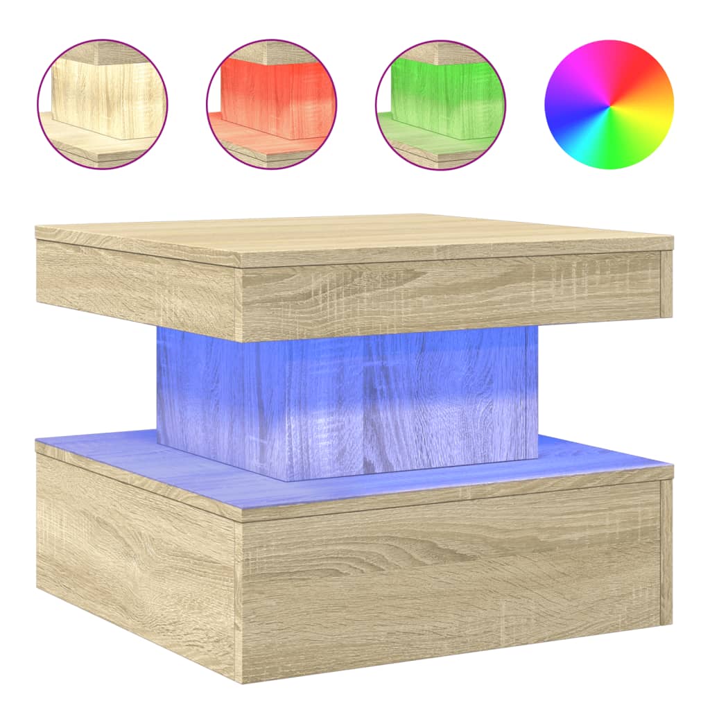 Coffee Table with LED Lights Sonoma Oak 50x50x40 cm - Bargainia.com - 8721012466111 - 839842