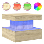 Coffee Table with LED Lights Sonoma Oak 50x50x40 cm - Bargainia.com - 
