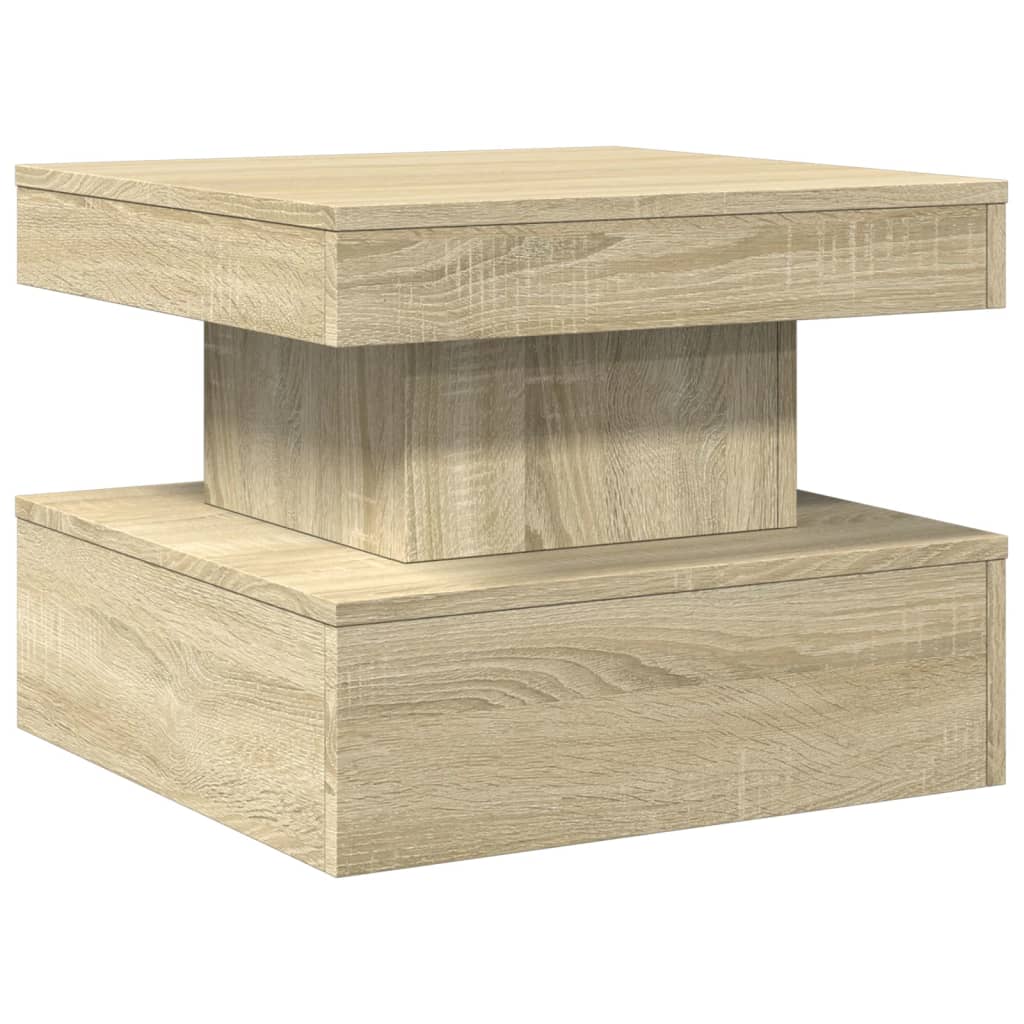Coffee Table with LED Lights Sonoma Oak 50x50x40 cm - Bargainia.com - 