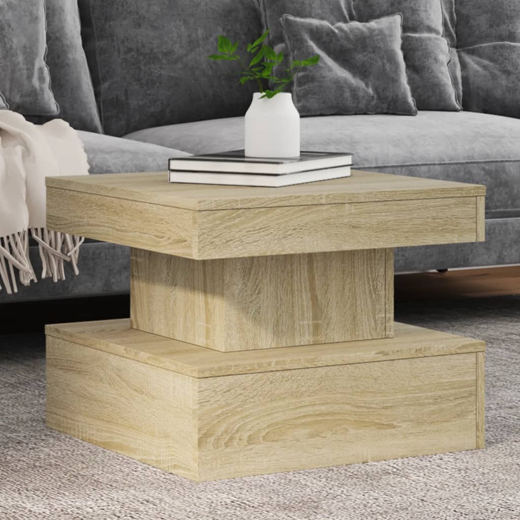 Coffee Table with LED Lights Sonoma Oak 50x50x40 cm - Bargainia.com - 