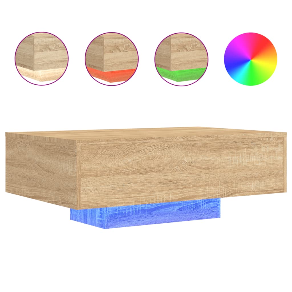 Coffee Table with LED Lights Sonoma Oak 85x55x31 cm - Bargainia.com - 8721012251953 - 836611