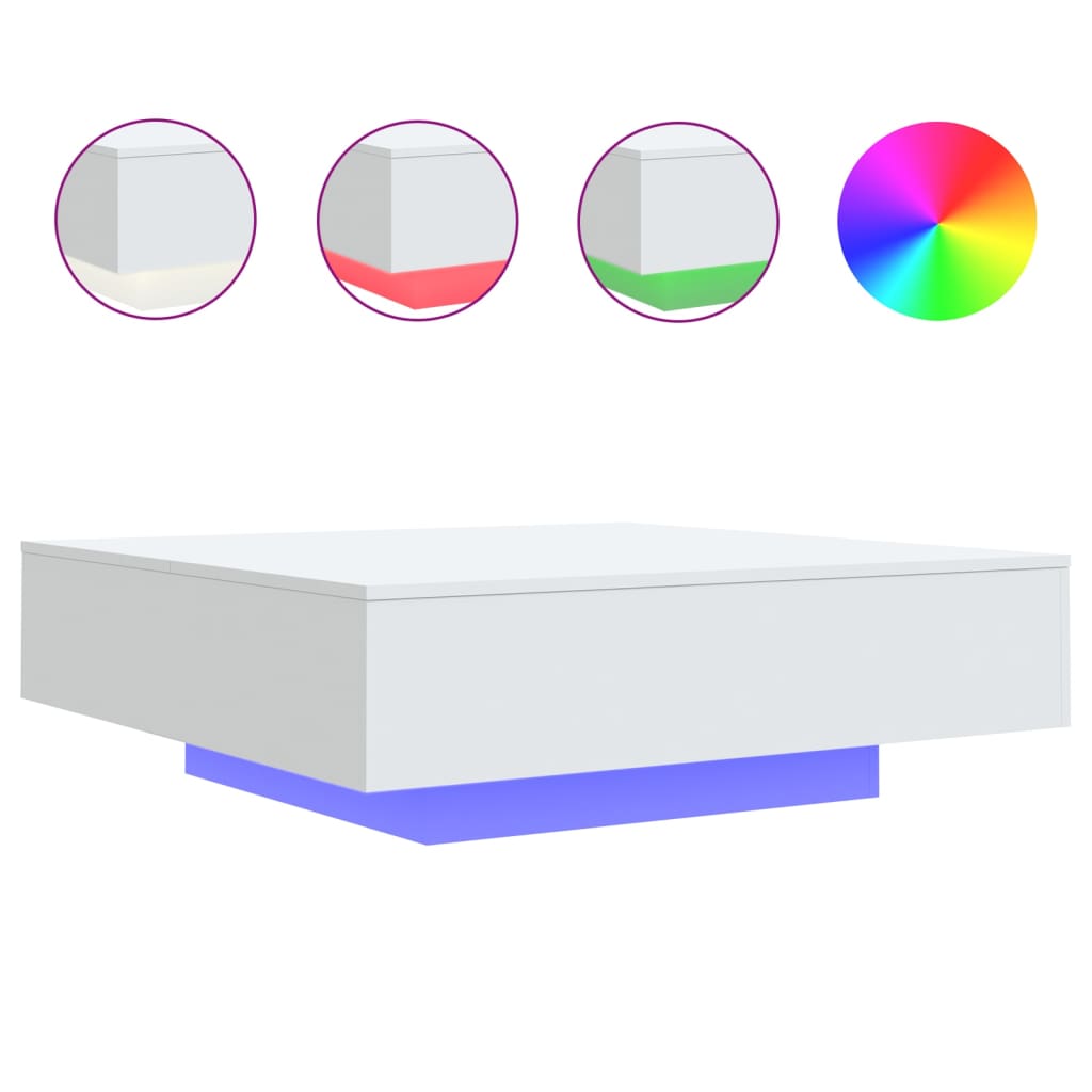 Coffee Table with LED Lights White 100x100x31 cm - Bargainia.com - 8721012251861 - 836602