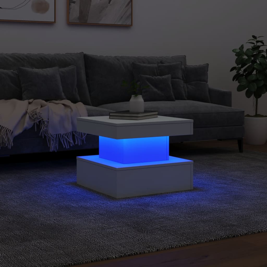 Coffee Table with LED Lights White 50x50x40 cm - Bargainia.com - 8721012466098 - 839840