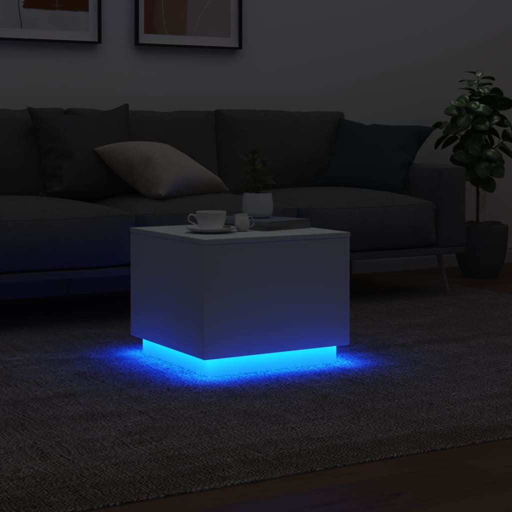 Coffee Table with LED Lights White 50x50x40 cm - Bargainia.com - 8721012466371 - 839868