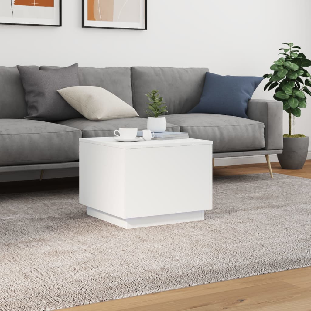Coffee Table with LED Lights White 50x50x40 cm - Bargainia.com - 8721012466371 - 839868